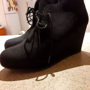 Black Wedge Booties